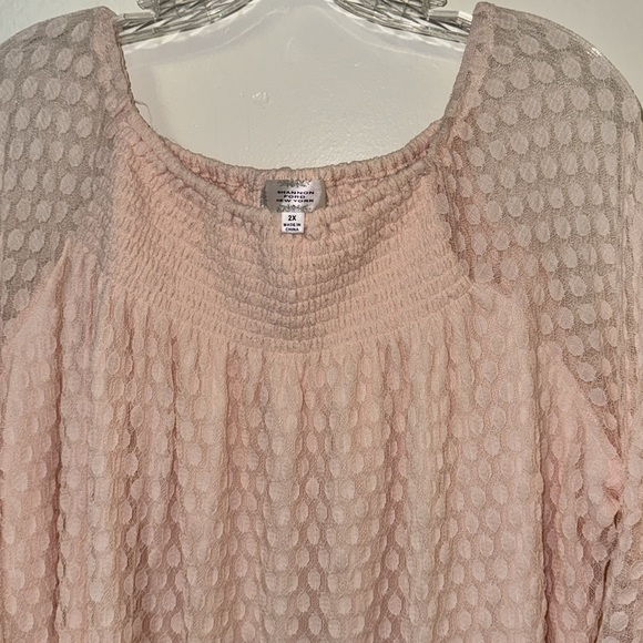 Shannon Ford New York Pink Lace Blouse Top Size 2X Ruffle Sleeves Stretchy 2X - Picture 5 of 11